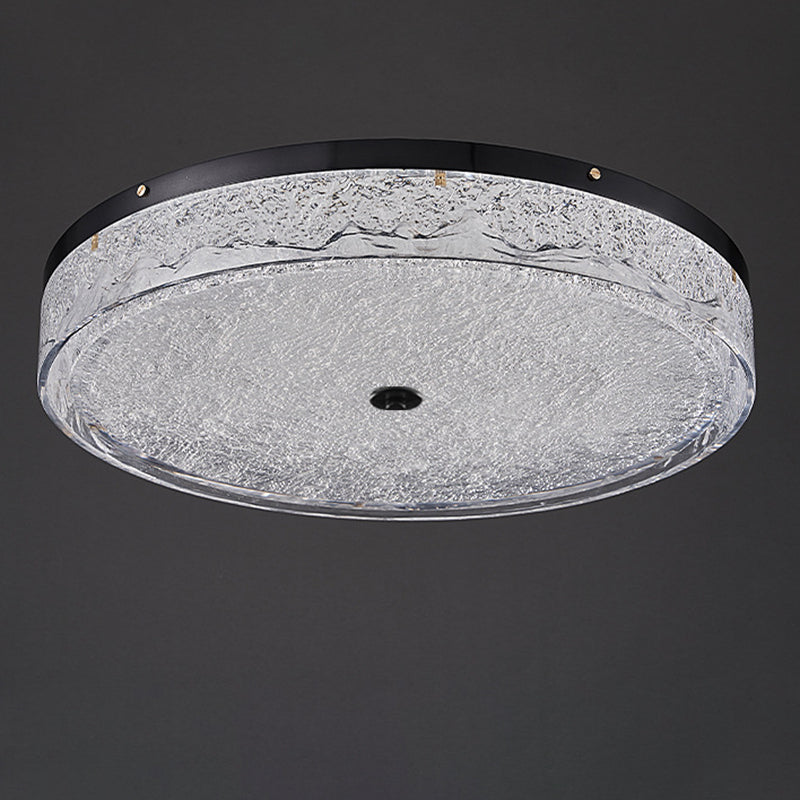 Contemporary Scandinavian Stainless Steel Iron Resin Round Crackle LED Flush Mount Ceiling Light For Bedroom