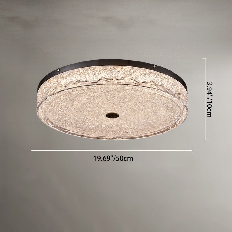 Contemporary Scandinavian Stainless Steel Iron Resin Round Crackle LED Flush Mount Ceiling Light For Bedroom