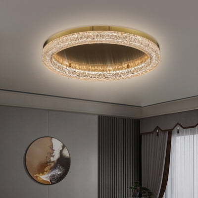 Modern Simplicity Stainless Steel Resin Round Ripple LED Flush Mount Ceiling Light For Bedroom