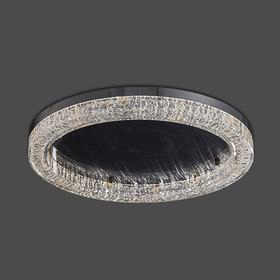 Modern Simplicity Stainless Steel Resin Round Ripple LED Flush Mount Ceiling Light For Bedroom