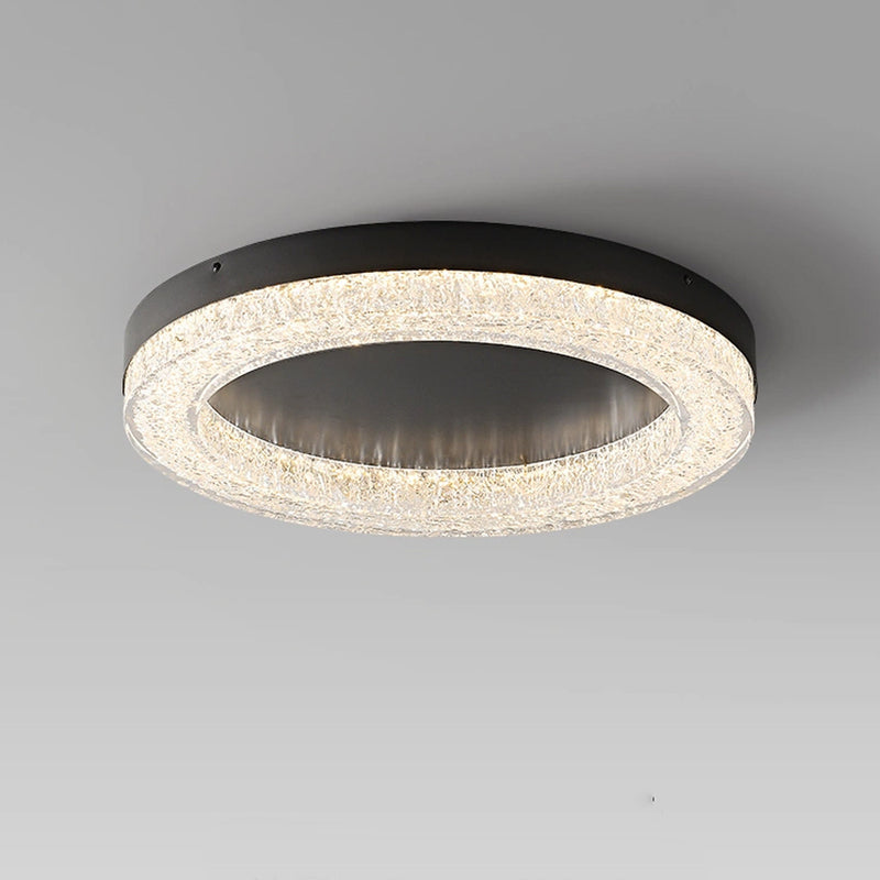 Modern Simplicity Stainless Steel Resin Round Ripple LED Flush Mount Ceiling Light For Bedroom