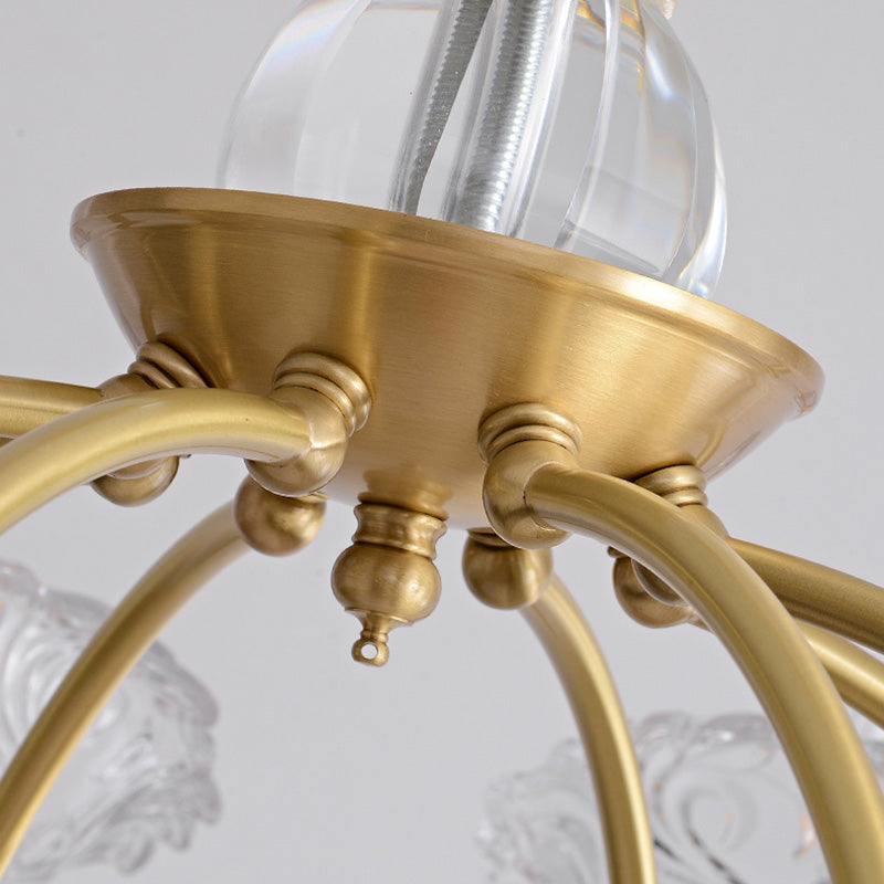 Traditional Luxury Brass Crystal Glass Disk Candlestick 3/6/8 Light Chandeliers For Living Room