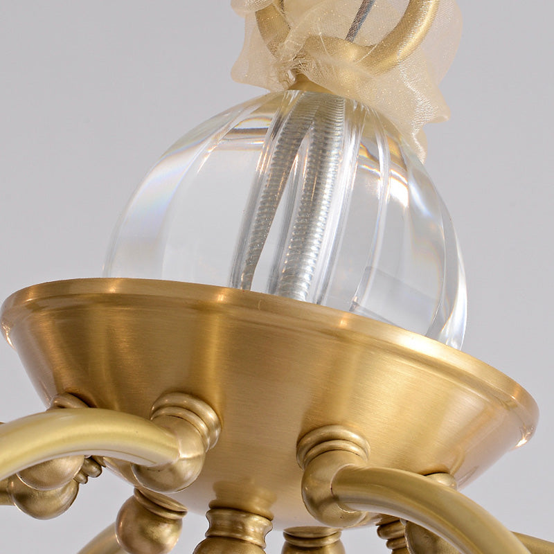 Traditional Luxury Brass Crystal Glass Disk Candlestick 3/6/8 Light Chandeliers For Living Room