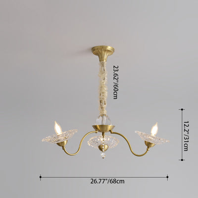 Traditional Luxury Brass Crystal Glass Disk Candlestick 3/6/8 Light Chandeliers For Living Room