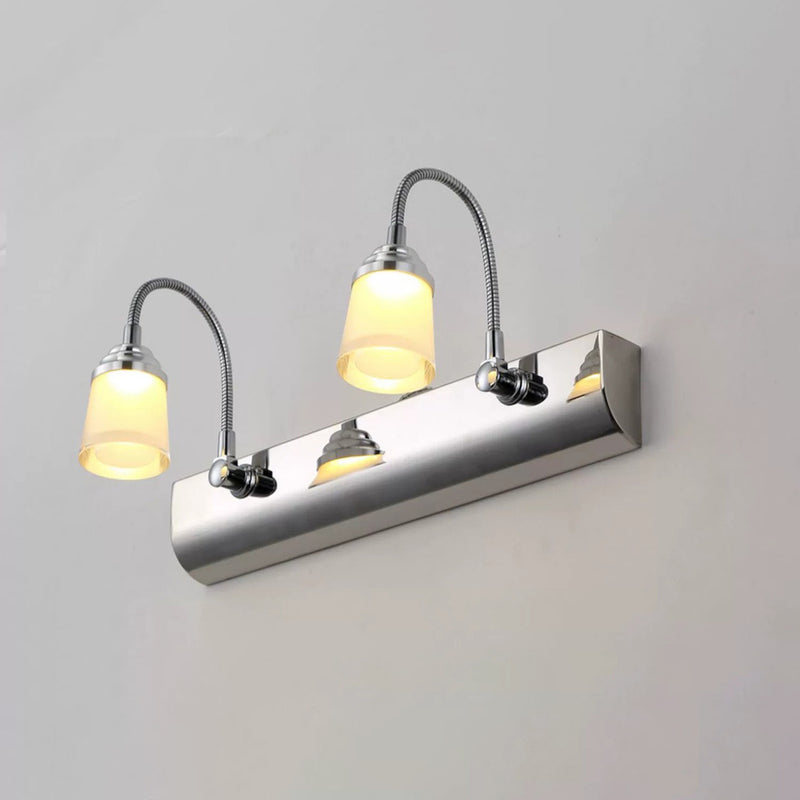 Modern Simplicity Stainless Steel Iron Aluminum Acrylic Gooseneck Hose Flexible Tube LED Wall Sconce Lamp Vanity Light For Bathroom