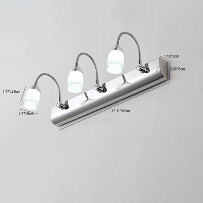 Modern Simplicity Stainless Steel Iron Aluminum Acrylic Gooseneck Hose Flexible Tube LED Wall Sconce Lamp Vanity Light For Bathroom