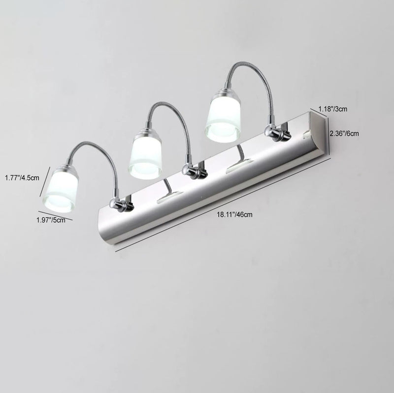 Modern Simplicity Stainless Steel Iron Aluminum Acrylic Gooseneck Hose Flexible Tube LED Wall Sconce Lamp Vanity Light For Bathroom