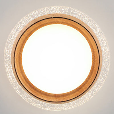 Modern Simplicity ABS PC Acrylic Round Lace LED Flush Mount Ceiling Bladeless Fan Light For Bedroom