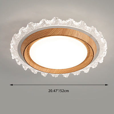 Modern Simplicity ABS PC Acrylic Round Lace LED Flush Mount Ceiling Bladeless Fan Light For Bedroom