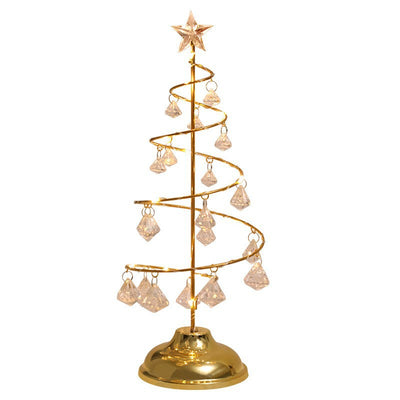 Modern Art Deco Copper Iron Acrylic Plastic Battery Christmas Tree Star LED Table Lamp Night Light For Bedroom