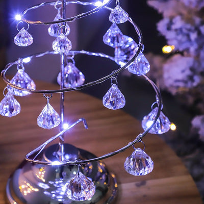 Modern Art Deco Copper Iron Acrylic Plastic Battery Christmas Tree Star LED Table Lamp Night Light For Bedroom