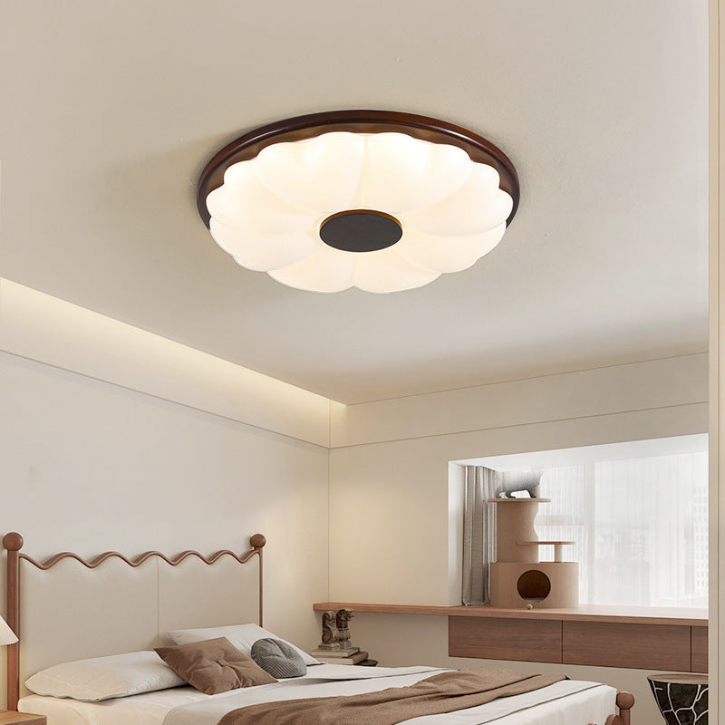 Contemporary Retro Hardware Acrylic Round Flower LED Flush Mount Ceiling Light For Bedroom