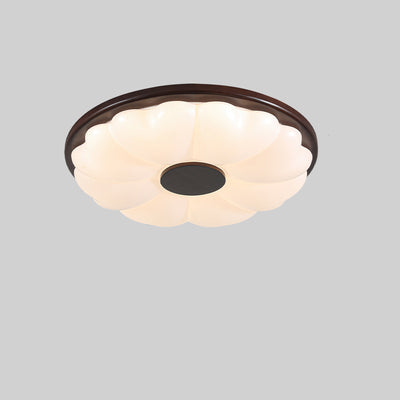 Contemporary Retro Hardware Acrylic Round Flower LED Flush Mount Ceiling Light For Bedroom