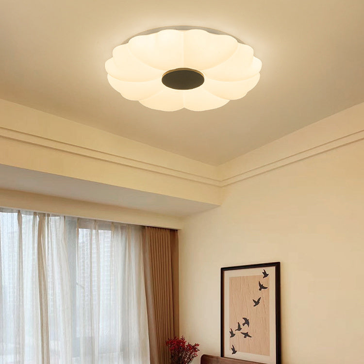 Contemporary Retro Hardware Acrylic Round Flower LED Flush Mount Ceiling Light For Bedroom