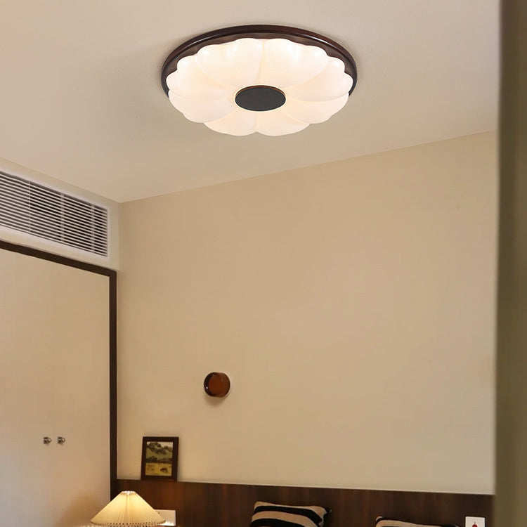 Contemporary Retro Hardware Acrylic Round Flower LED Flush Mount Ceiling Light For Bedroom