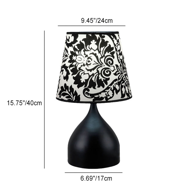 Contemporary Scandinavian Hardware Fabric Cylinder Flower Pattern 1-Light Table Lamp For Bedside