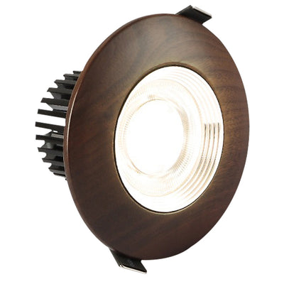 Traditional Chinese Walnut Aluminum Acrylic Round LED Spotlight Flush Mount Ceiling Light For Hallway