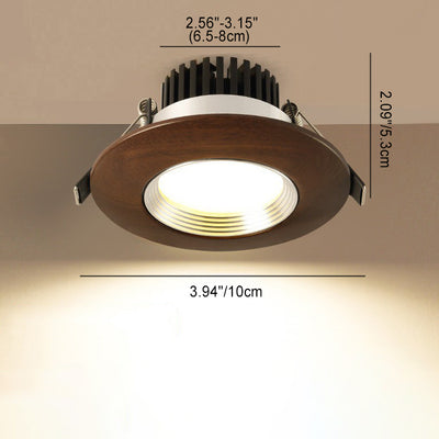 Traditional Chinese Walnut Aluminum Acrylic Round LED Spotlight Flush Mount Ceiling Light For Hallway