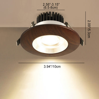 Traditional Chinese Walnut Aluminum Acrylic Round LED Spotlight Flush Mount Ceiling Light For Hallway