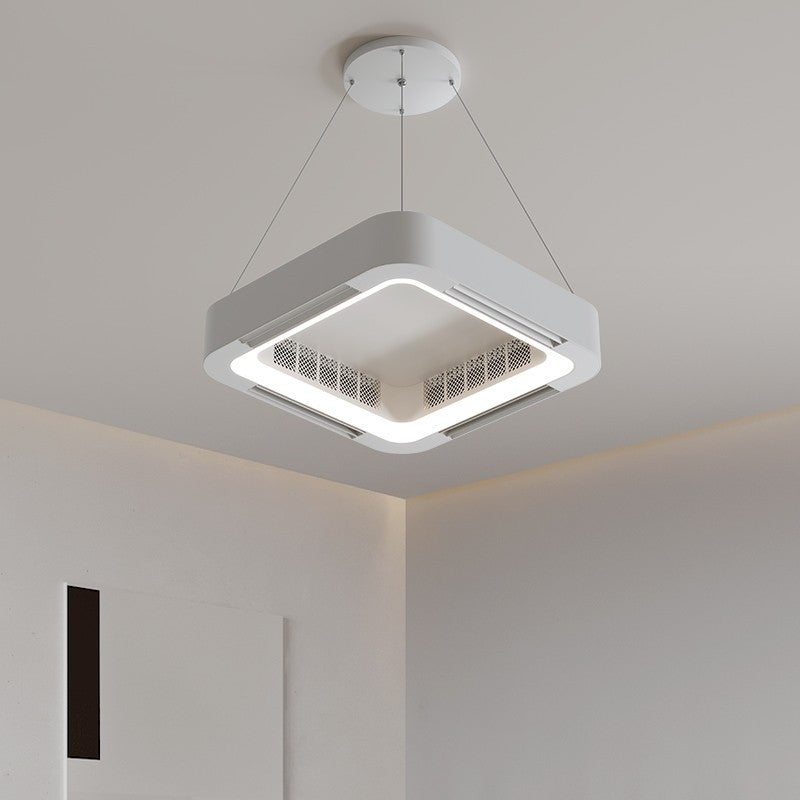 Modern Simplicity ABS Acrylic Hardware Square LED Ceiling Fan Light Chandeliers For Bedroom