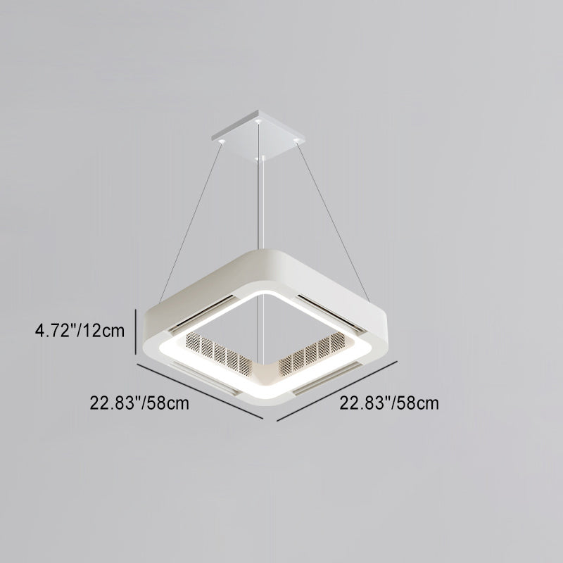 Modern Simplicity ABS Acrylic Hardware Square LED Ceiling Fan Light Chandeliers For Bedroom