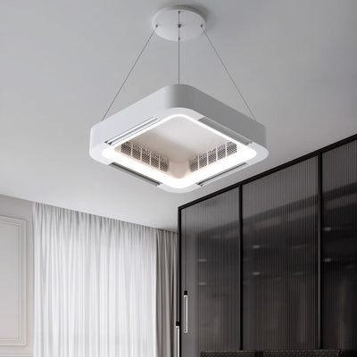 Modern Simplicity ABS Acrylic Hardware Square LED Ceiling Fan Light Chandeliers For Bedroom