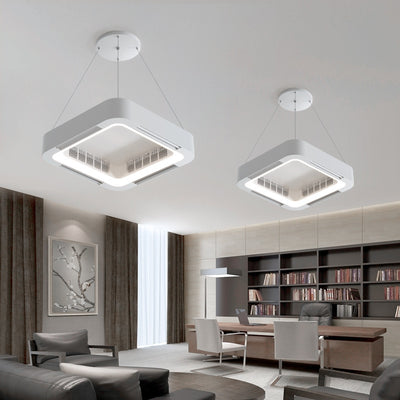 Modern Simplicity ABS Acrylic Hardware Square LED Ceiling Fan Light Chandeliers For Bedroom