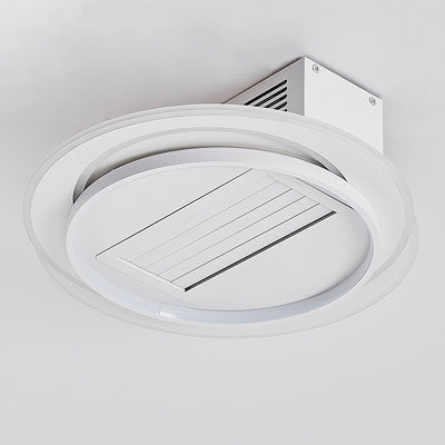 Modern Simplicity Iron Acrylic Aluminum Square Round LED Semi-Flush Mount Ceiling Bladeless Fan Light For Bedroom