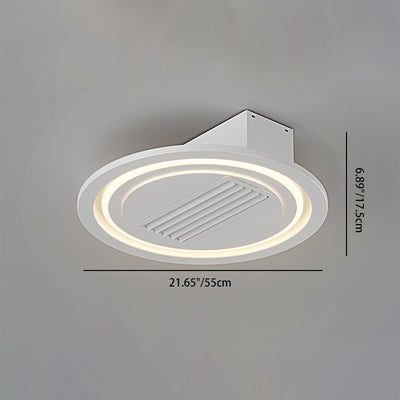 Modern Simplicity Iron Acrylic Aluminum Square Round LED Semi-Flush Mount Ceiling Bladeless Fan Light For Bedroom