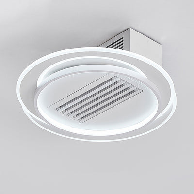 Modern Simplicity Iron Acrylic Aluminum Square Round LED Semi-Flush Mount Ceiling Bladeless Fan Light For Bedroom