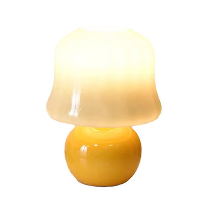 Traditional French Glass Mushroom Dome 1-Light Table Lamp For Bedside