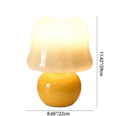 Traditional French Glass Mushroom Dome 1-Light Table Lamp For Bedside