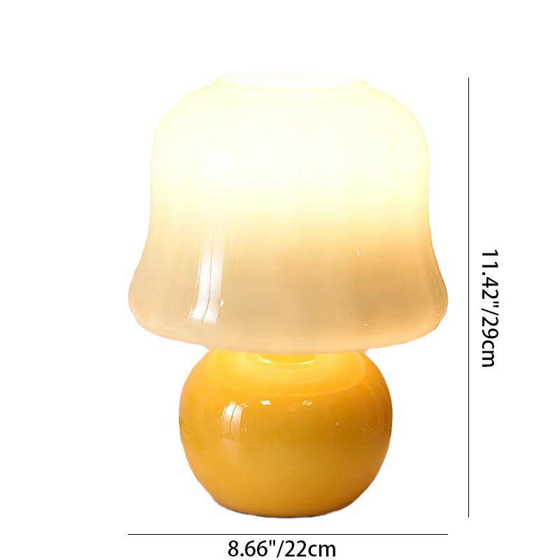 Traditional French Glass Mushroom Dome 1-Light Table Lamp For Bedside