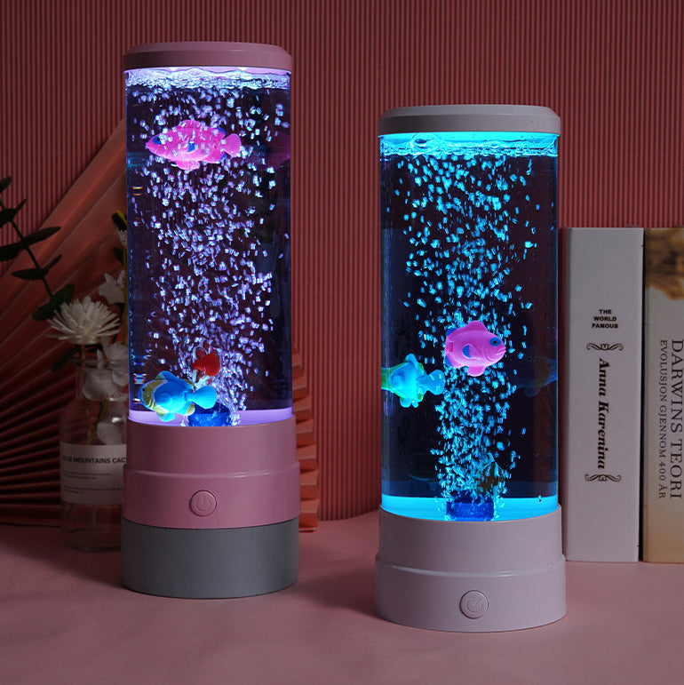 Contemporary Creative USB Battery ABS Simulation Bubble Fish Tank Cylinder LED Table Lamp Night Light For Bedroom