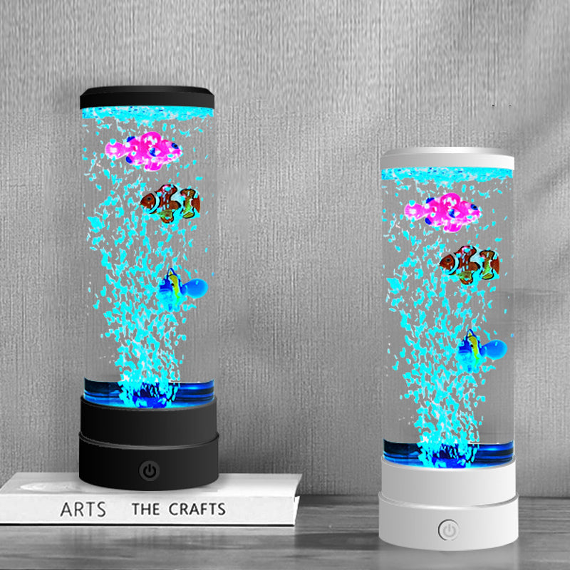 Contemporary Creative USB Battery ABS Simulation Bubble Fish Tank Cylinder LED Table Lamp Night Light For Bedroom