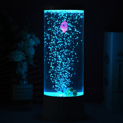 Contemporary Creative USB Battery ABS Simulation Bubble Fish Tank Cylinder LED Table Lamp Night Light For Bedroom