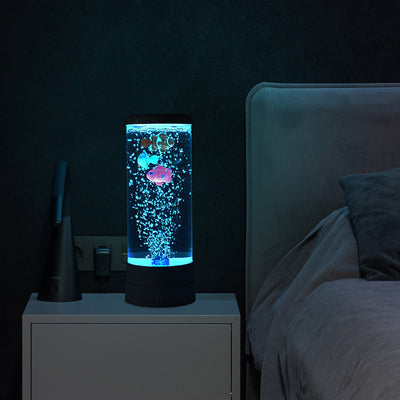 Contemporary Creative USB Battery ABS Simulation Bubble Fish Tank Cylinder LED Table Lamp Night Light For Bedroom