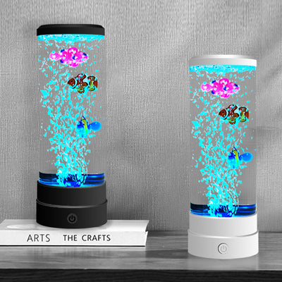 Contemporary Creative USB Battery ABS Simulation Bubble Fish Tank Cylinder LED Table Lamp Night Light For Bedroom