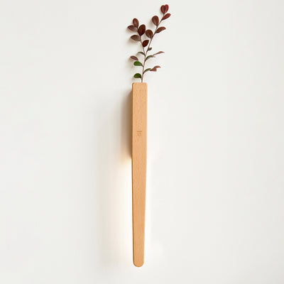 Contemporary Nordic Walnut Beech Rechargeable Strip Floral Container LED Wall Sconce Lamp For Bedside