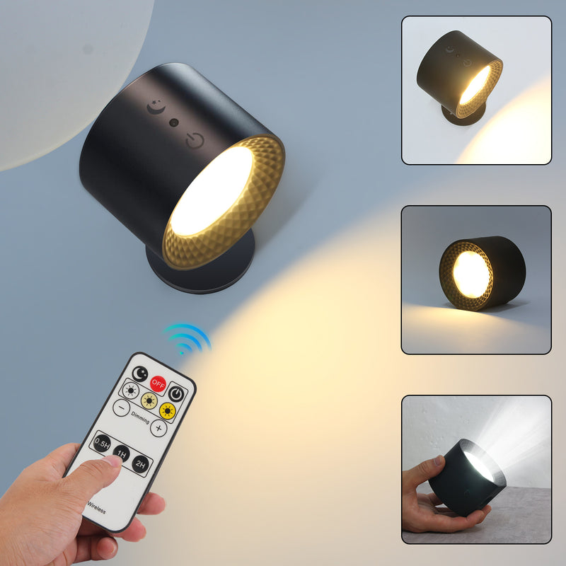 Modern Simplicity Rechargeable Rotatable ABS Round LED Wall Sconce Lamp Night Light For Bedside