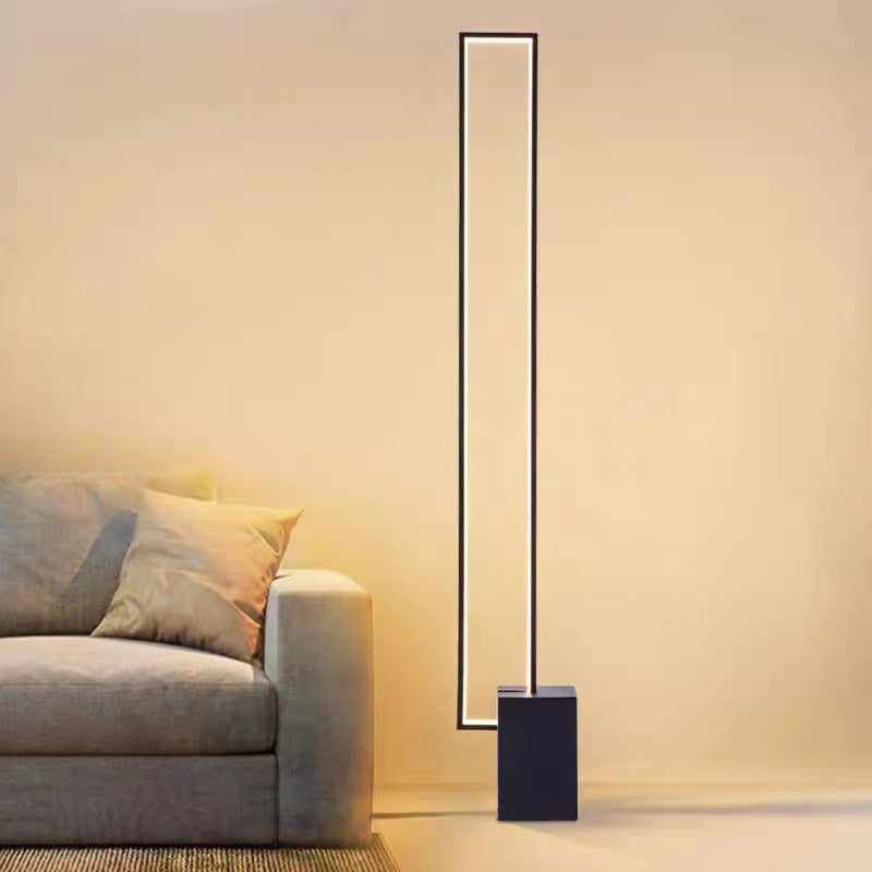 Modern Minimalist Iron Marble Rectangular LED Standing Floor Lamp For Living Room