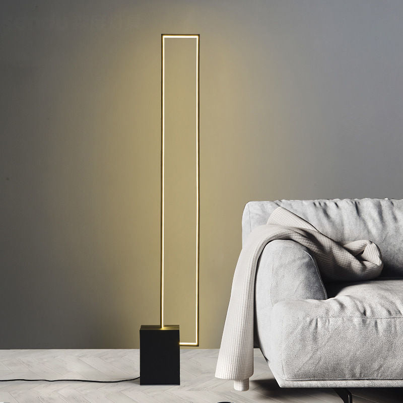 Modern Minimalist Iron Marble Rectangular LED Standing Floor Lamp For Living Room