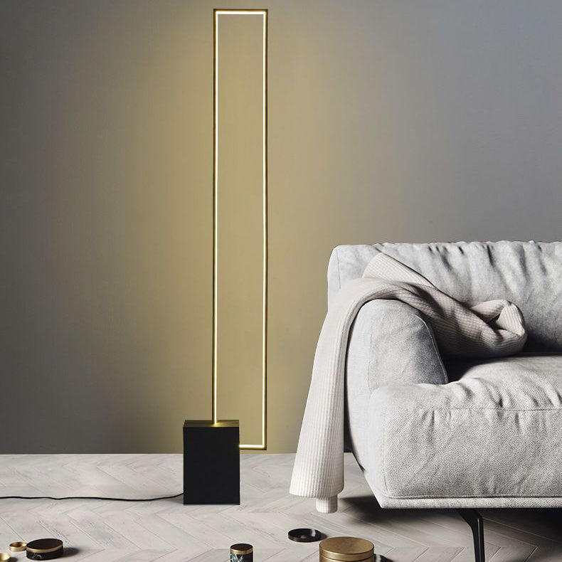 Modern Minimalist Iron Marble Rectangular LED Standing Floor Lamp For Living Room