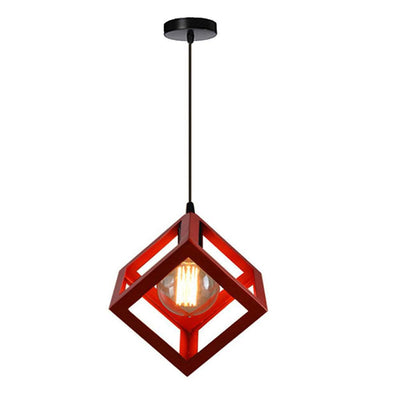 Contemporary Industrial Iron Cubic Geometric Hollowed 1/3 Light Pendant Light For Dining Room