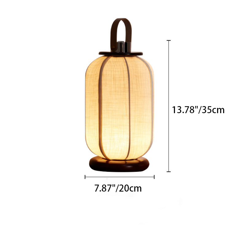 Traditional Chinese Portable USB Leather Stainless Steel Fabric Wood Cylinder Lantern Bird Pattern LED Table Lamp For Study