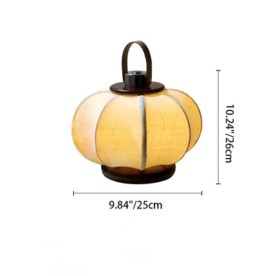 Traditional Chinese Portable USB Leather Stainless Steel Fabric Wood Cylinder Lantern Bird Pattern LED Table Lamp For Study