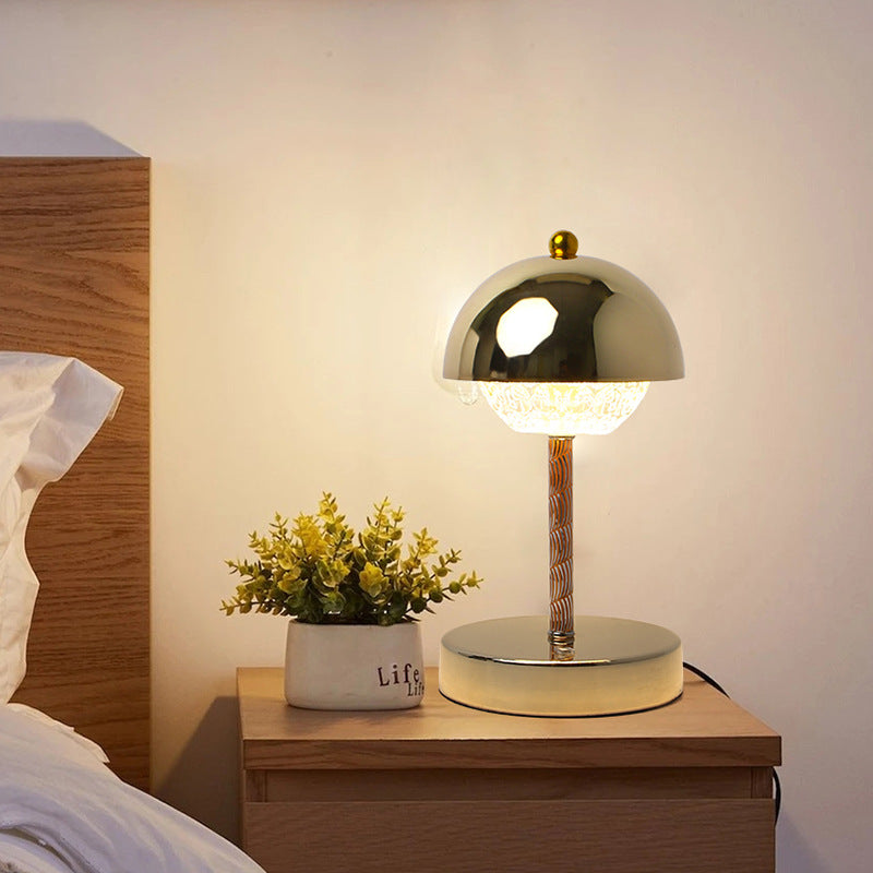 Contemporary Nordic Rechargeable Iron Dome Flower Bud LED Table Lamp For Bedside