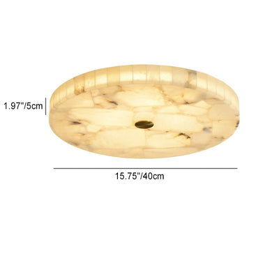 Traditional Chinese Marble Copper Round Crackle LED Flush Mount Ceiling Light For Bedroom