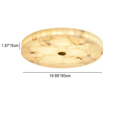 Traditional Chinese Marble Copper Round Crackle LED Flush Mount Ceiling Light For Bedroom