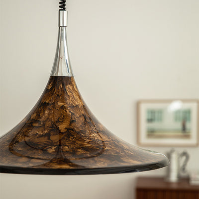 Contemporary Creative Iron Acrylic Horn Volcanic Liftable 1-Light Pendant Light For Dining Room